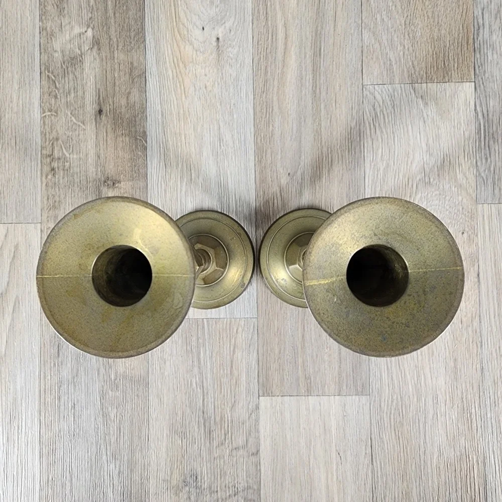 Vintage Brass Candlestick Holders Set of 2 Made in Japan Home Decor Table Mantle - Picture 3 of 7